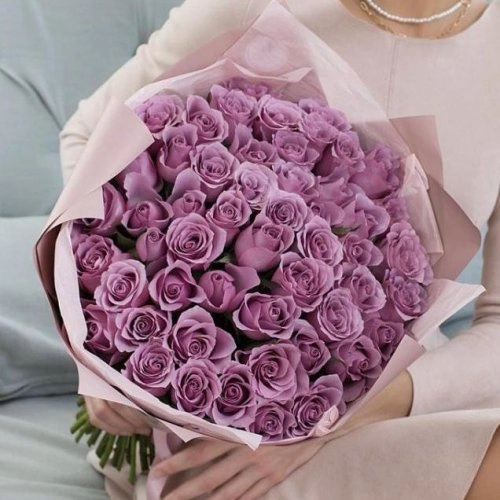 Букет из 51 сиреневой розы (Кения) 40см