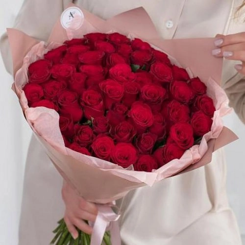 Букет из 51 красной розы (Кения) 40 см